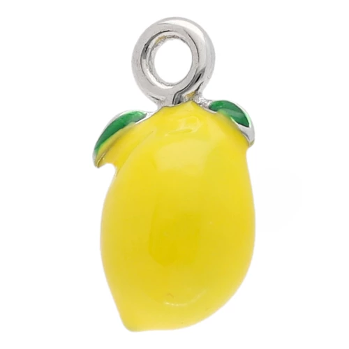 Ciondolo a forma di limone 16x8 mm con resina epossidica - Acciaio inossidabile 304 - Giallo x1