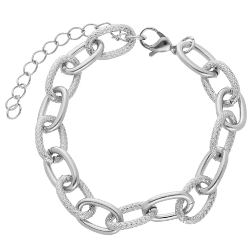 Forzatina 8,7 mm bracciale a maglie alternate - Acciaio inossidabile 304 x17cm