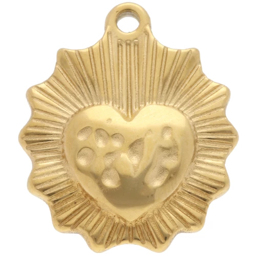 Ciondolo a cuore Ex-voto martellato 18x15 mm - Acciaio inossidabile 304 Dorato x1