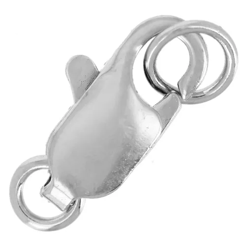Chiusura a moschettone allungata con anelli chiusi 12 mm - Argento x1