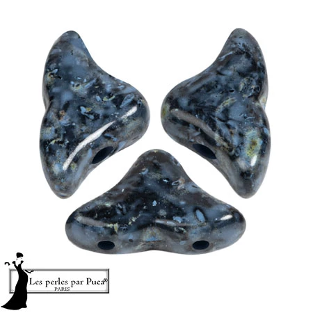 Perle di vetro Helios® di Puca® 6x10mm - Black Stony Blue x10g