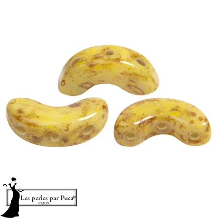 Perle di vetro Arcos® di Puca® 5x10 mm - Bianco Stony Beige Giallo x10g