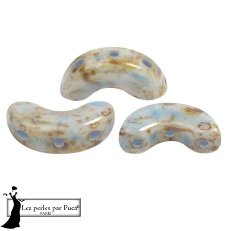 Perle di vetro Arcos® di Puca® 5x10 mm - White Stony Blue x10g
