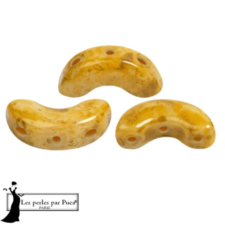 Perle di vetro Arcos® di Puca® 5x10 mm - Bianco Arancione x10g