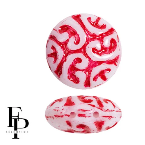 Perle rotonde vintage 14 mm 2 fori - Aurora Red x6