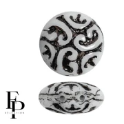 Perles rondes vintage 14 mm 2 trous - Jet x6