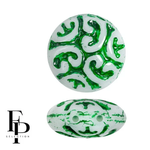 Perle rotonde vintage 14 mm 2 fori - Green Garden x6
