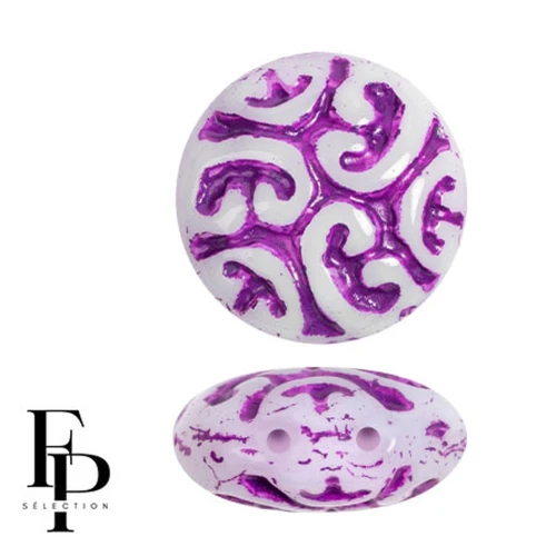 Perla rotonda vintage 14 mm 2 fori - Viola x6
