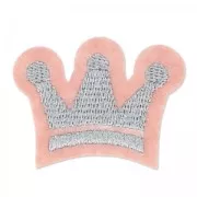 Stemma termoadesivo Corona 42x32 mm Light Rose/Argentato x1