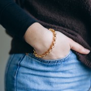 Bracciale a maglie Jaseron da 7 mm - Dorato x17 cm