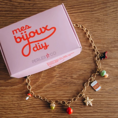 I miei gioielli fai da te - Kit di gioielli Collana con charms autunnali in acciaio inossidabile Dorato