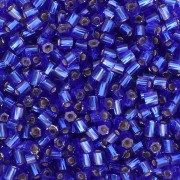 Bugles Twist Miyuki 10/0 Hex Cut 020 - Trasparente Blu Cobalto Foderato d'Argento x10g|raw }}