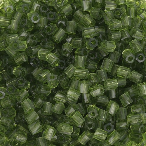 Bugles Twist Miyuki 10/0 Hex Cut 158 - Verde oliva trasparente x10g