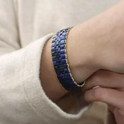 Perline Miyuki Half Tila 5x2,3x1,9 mm HTL-4518 - Cobalto Picasso opaco confezione da 100g