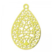 Ciondolo laser cut goccia mm. 24x16 dorato x2|raw }}