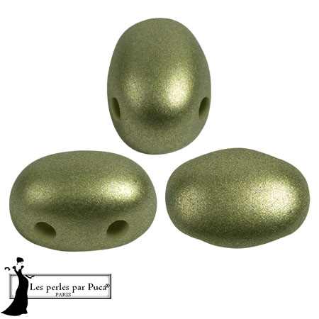 Perle in vetro Samos® di Puca® 5x7 mm - Metal Shine Olivine x10g