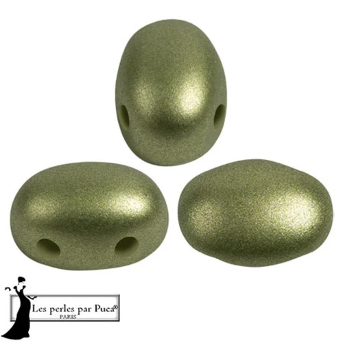 Perle in vetro Samos® di Puca® 5x7 mm - Metal Shine Olivine x10g