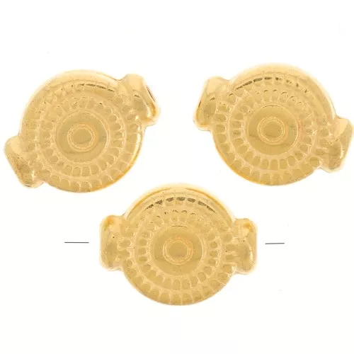 Perle dischi 10x8 mm Dorato con oro fino x4
