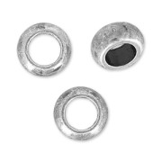 Perle tonde appiattite foro grande 5x2.4 mm Placcatura Argento Antico x5|raw }}