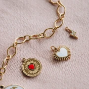 I miei gioielli fai-da-te - Kit di gioielli Collana con charms Cuori in acciaio inossidabile Dorato