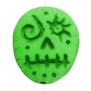 Woodoo Perle di vetro Funny Face 16x14 mm - Verde fluorescente x5