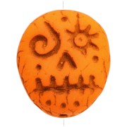 Woodoo Perle di vetro Funny Face 16x14 mm - Arancione fluorescente x5