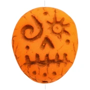 Woodoo Perle di vetro Funny Face 16x14 mm - Arancione fluorescente x5