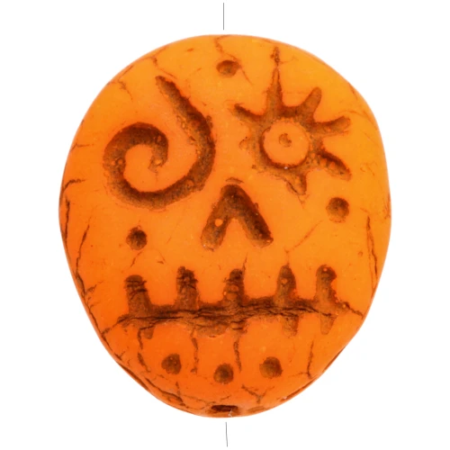 Woodoo Perle di vetro Funny Face 16x14 mm - Arancione fluorescente x5