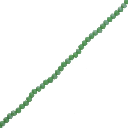 Perle sfaccettate rotonde - rotonde appiattite - 3,5x3 mm - Verde smeraldo x32 cm