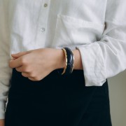 Bracciale in resina di 65 mm di spessore - Blu navy - Dorato x1