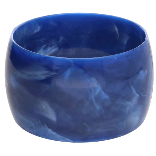 Bracciale in resina opaca spessa 68 mm - Blu scuro marmorizzato - Bianco x1
