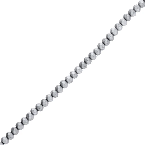 Perle sfaccettate rotonde - rotonde appiattite - 4x3 mm Grigio/Blu Smerigliato x40cm