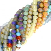 Perle sfaccettate rotonde - rotonde appiattite - 4x3 mm Grigio/Blu Smerigliato x40cm