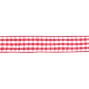Nastro Mokuba in percalle 14 mm - Rosso - Bianco x50cm|raw }}