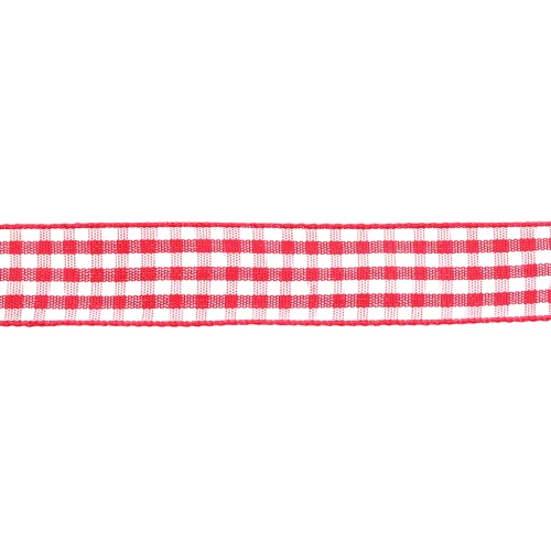 Nastro Mokuba in percalle 14 mm - Rosso - Bianco x50cm