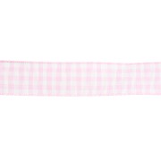 Nastro Mokuba 14 mm in percalle - Rosa chiaro - Bianco x50cm|raw }}