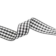 Nastro Mokuba 14 mm in percalle - Nero - Bianco x50cm