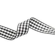 Nastro Mokuba 14 mm in percalle - Nero - Bianco x50cm