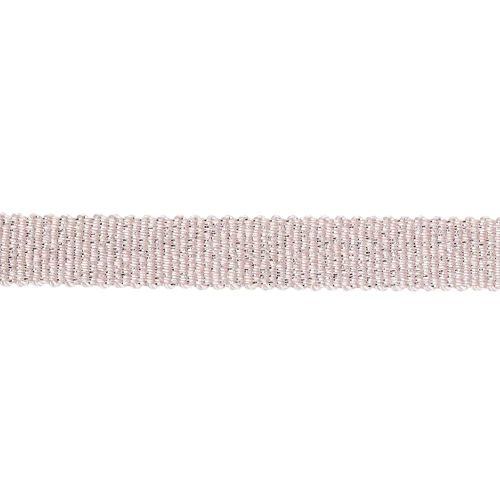 Nastro metallico Mokuba 9 mm - Rosa chiaro con filo argento x50cm