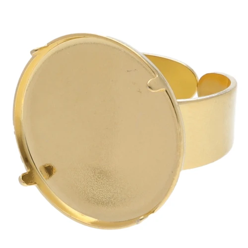 Anello per cabochon piatto 20 mm - Dorato con oro fino x1