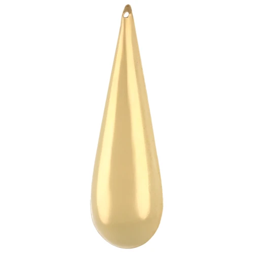 Pendente a goccia bombato 50x16 mm - Dorato con oro fino x1