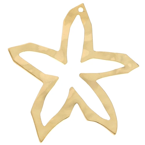 Pendente a stella scavato e martellato 35x33 mm - Dorato con oro fino x1