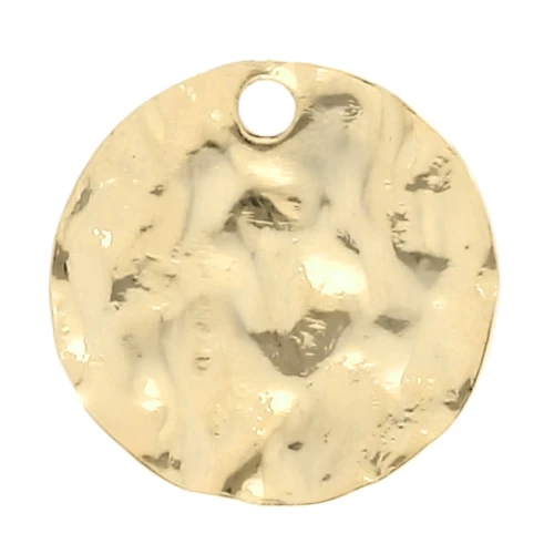 Ciondolo rotondo martellato 12 mm - Dorato con oro fino x1
