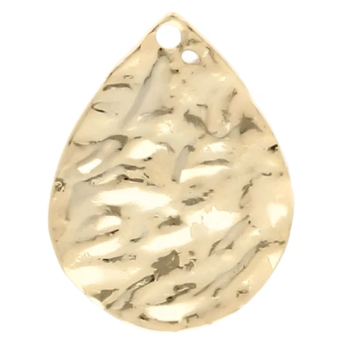 Ciondolo a goccia martellato 17x13 mm - Dorato con oro fino x1