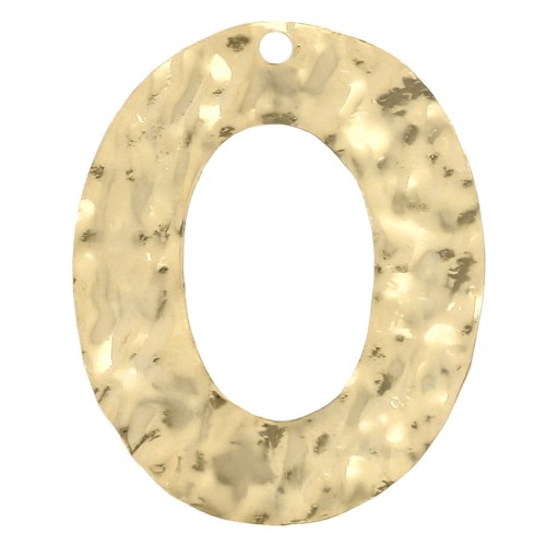 Pendente ovale scavato e martellato 25x19 mm - Dorato con oro fino x1