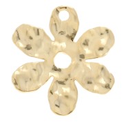Ciondolo fiore martellato 16x14,5 mm - Dorato con oro fino x1