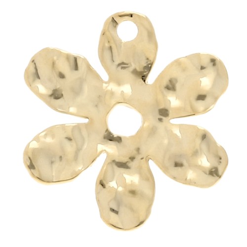 Ciondolo fiore martellato 16x14,5 mm - Dorato con oro fino x1