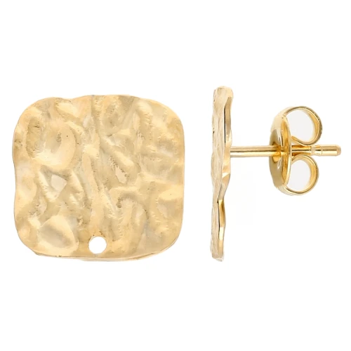 Orecchini quadrati martellati 14 mm - Dorato x2