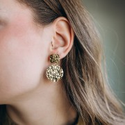 Orecchini quadrati martellati 14 mm - Dorato x2