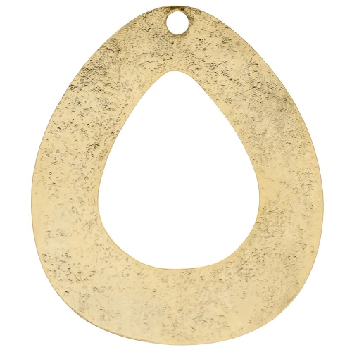 Pendente scavato martellato 61x51 mm - Dorato con oro fino x1